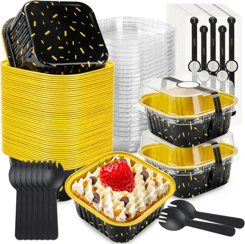 Vista 11 de NPLUX Mini moldes para pasteles de Halloween, 50 onzas, color oro negro