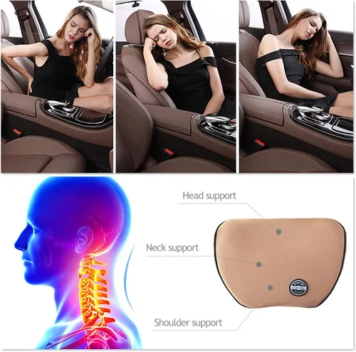 Vista 4 de Ergocar Almohada viscoelástica para el cuello de terapia de postura, almohada ergonómica de apoyo para la espalda para el hogar, oficina, automóvil