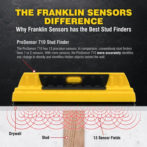 Vista 8 de ProSensor 710 Franklin sensores ProSensor 710 sensor de precisión para encontrar clavos Amarillo Detector de pernos de madera y metal, fabricado