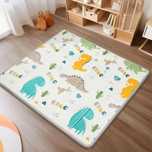 Vista 8 de Alfombra de Juego Plegable para Bebé, PIGLOG 50X50 Alfombra de Pañal Impermeable para Bebés y Niños Pequeños, Alfombra de Espuma Segura para Tiempo