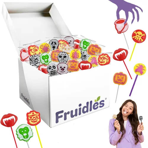 Vista 8 de Fruidles 20 unidades de paletas de tatuajes de Halloween, paquete variado, rellenos de bolsas de fiesta, envueltos individualmente