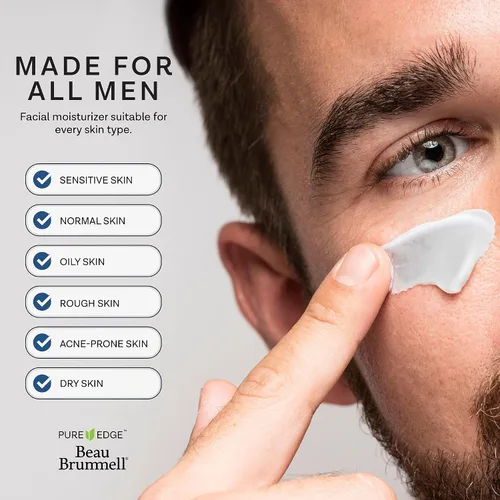 Vista 2 de Beau Brummell Crema hidratante facial con acabado mate para hombre, de rápida absorción, loción facial ligera con vitaminas A+E, aloe vera