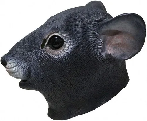 Vista 3 de Máscara de látex realista de cabeza de ratón de látex, disfraz de Halloween, rattus, rattus, rata, fiesta, adulto, ratón gigante, negro, Negro