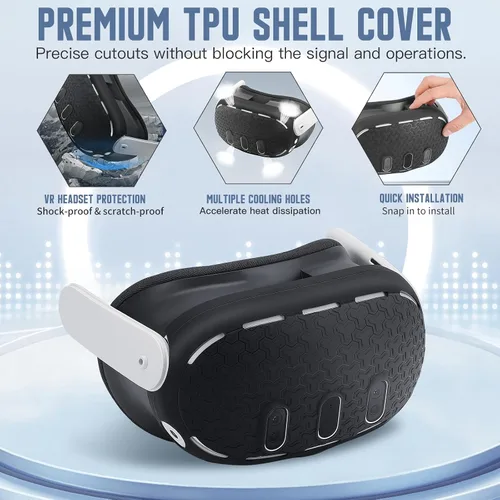 Vista 2 de TiMOVO Juego de accesorios de protección VR para Meta Quest 3, cubierta protectora de realidad virtual que incluye agarre para el controlador