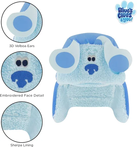 Vista 3 de Nickelodeon Juego de gorro y manoplas de invierno para niños, gorro Blue's Clues para niños de 2 a 4 años