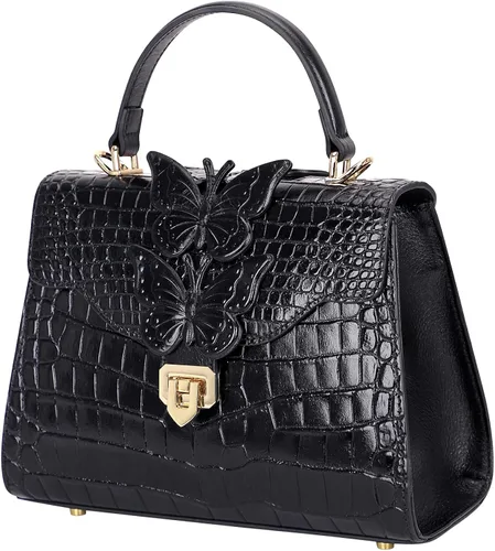 Vista 4 de PIJUSHI Bolsos de diseñador para mujer de piel de cocodrilo con mariposa
