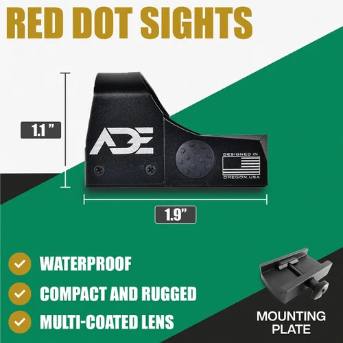 Vista 6 de Ade Advanced Optics RD3-009-2 Miras de punto rojo - Motion Awake - Impermeable y resistente a la niebla -Óptica para pistola S/N: RD3-009-2