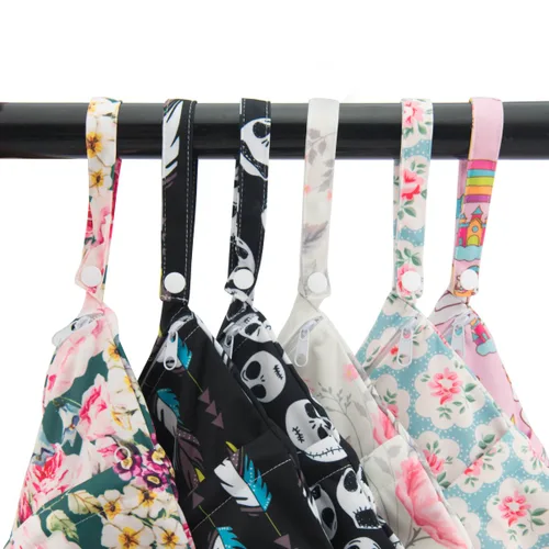 Vista 9 de ALVA 2 bolsas húmedas y secas para pañales, impermeables, reutilizables 01 Flower 5166