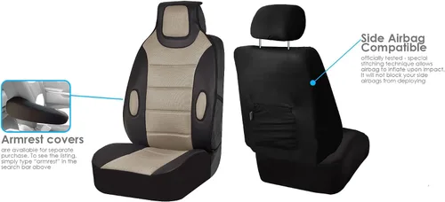 Vista 3 de FH Group - Almohadón para asiento delantero, Beige / Negro