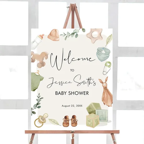 Vista 32 de Letrero de bienvenida para baby shower, personalizable, tema Berry Sweet, varios tamaños