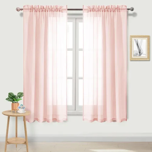 Vista 153 de DWCN Cortinas Transparentes Aqua de Voile Semitransparente con Bolsillo para Barra para Dormitorio y Sala de Estar, 36 x 36 pulgadas de Largo, Juego