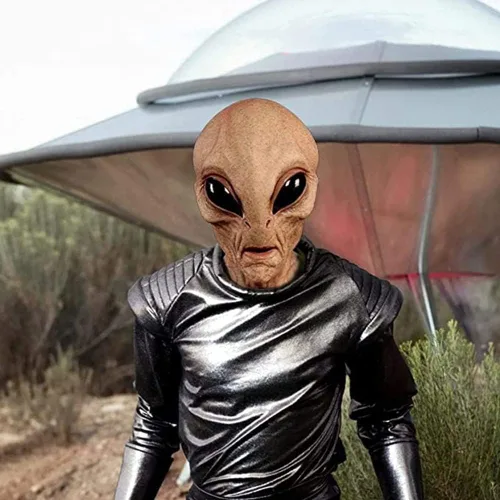 Vista 7 de LECOK Máscara de alienígena aterradora, máscara realista de Halloween para adultos, cubierta de cabeza de látex espeluznante, para disfraces