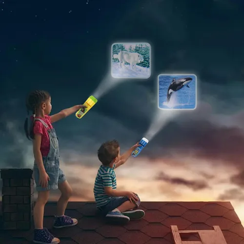 Vista 2 de Georgie Porgy Juguetes Proyector para Niños Conjunto de Ciencia Educativa Pared Techo Tienda Antorcha Linterna para Niños Regalos para Niños Niñas