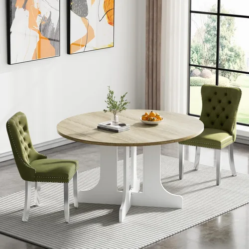 Vista 38 de Juego de mesa de comedor extensible marrón de 63 a 78.74 pulgadas para 4, juego de mesa de comedor de 5 piezas con 4 sillas, mesa de cocina