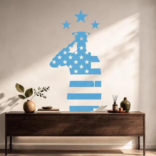 Vista 6 de Vinilo grande para pared, diseño de soldado, bandera de Estados Unidos, Día de los Veteranos, decoración de arte patriótico (ig5374)