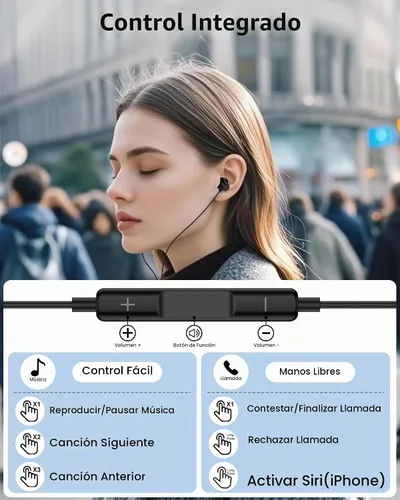 Vista 4 de Auriculares con cable, auriculares Jack de 0.138 in con cable, auriculares de Apple intrauditivos con micrófono, cancelación de ruido con cable