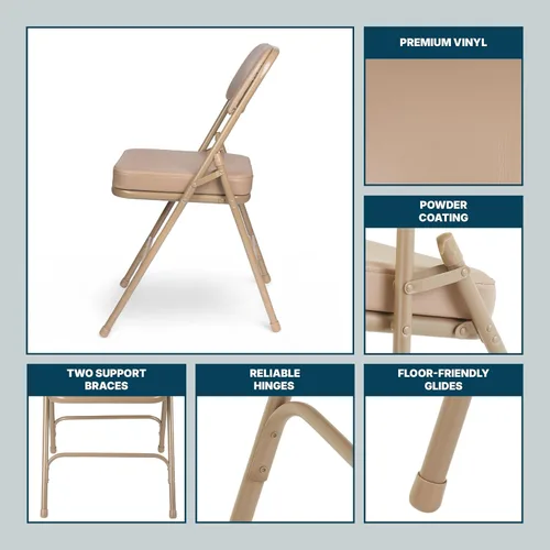 Vista 9 de OEF Furnishings Serie OEF3200 Sillas plegables de vinilo de alta calidad, resistentes, de grado industrial, asiento ultra acolchado de 2 pulgadas