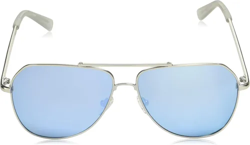 Vista 3 de Nautica N4636SP - Gafas de sol de aviador para hombre, color plateado mateazul espejo polarizado, 2.362in, Plata mateEspejo azul polarizado