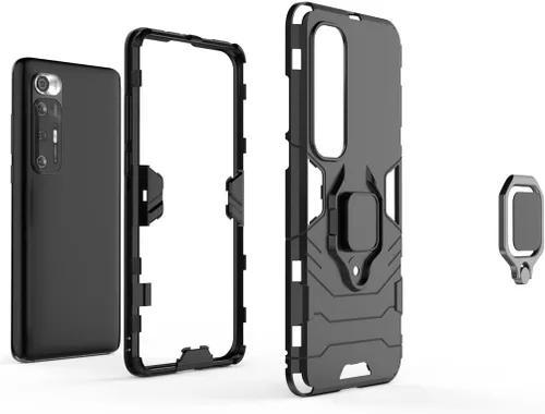 Vista 4 de Compatible con Xiaomi Mi 10S, funda de agarre de anillo de metal, a prueba de golpes, parachoques duro