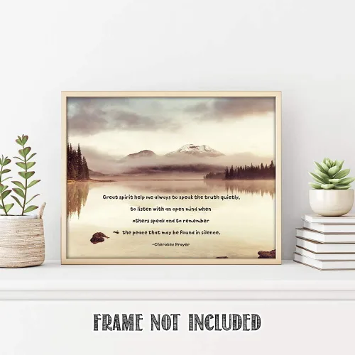 Vista 4 de TJ Originals - Cherokee Prayer Great spirit help me, arte nativo americano, citas de curación espiritual, decoración de pared sin marco de 11 x 14