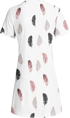Vista 4 de Women Fashion Summer Casual T Shirt Dresses Short Sleeve Boho O Neck Print Dress Loose Mini Beach Dress Loose