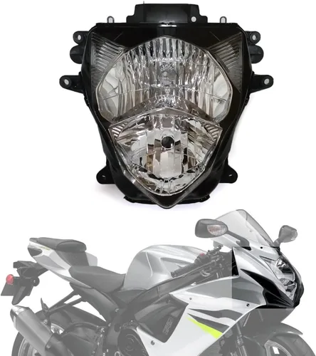 Vista 31 de Ensamble de lámpara de faro delantero para motocicleta compatible con Yamaha YZF600 R6 2006 2007 06 07 YZF-R6 Faro frontal transparente para moto