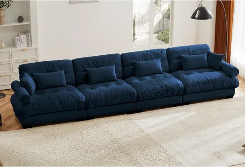 Vista 81 de Otomana beige para sofá modular modular, sofá individual, asiento otomano para sofá modular convertible, sofás de terciopelo para sala de estar