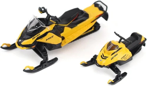 Vista 2 de Diecast Masters BRP 1:32 MXZ Blizzard (Segmento de sendero) + MXZ 120cc (modelo infantil), amarillo neón
