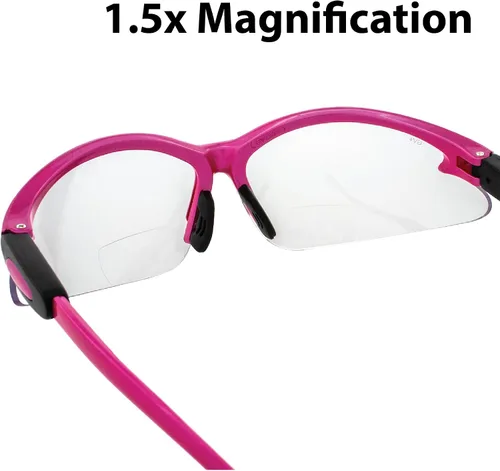 Vista 7 de Global Vision Gafas Cougar Bifocal Gafas De Seguridad De Las Mujeres Rosa Oscuro Marco De Nylon Lentes Transparentes