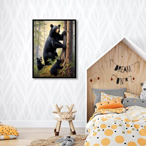 Vista 3 de LXTONG Kit de arte de diamantes de pintura de oso negro, arte de diamantes de taladro redondo completo 5D, pequeño oso negro de pintura por números