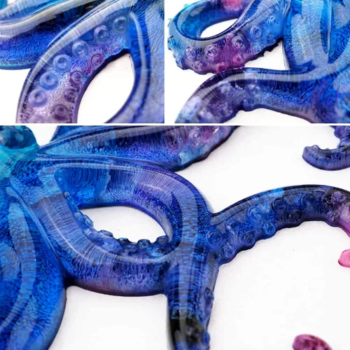 Vista 4 de Molde de resina de pulpo, Gasusen 3D de animales marinos grandes, pulpo, moldes de silicona para fundición de resina epoxi, adornos colgantes