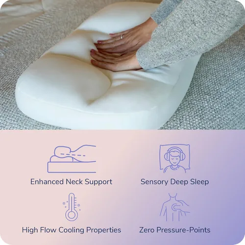 Vista 3 de Almohada Moon Pod para dormir de espalda, estómago y de lado, almohada 4D (ceniza cósmica) - Almohada de cama ergonómica para aliviar el dolor