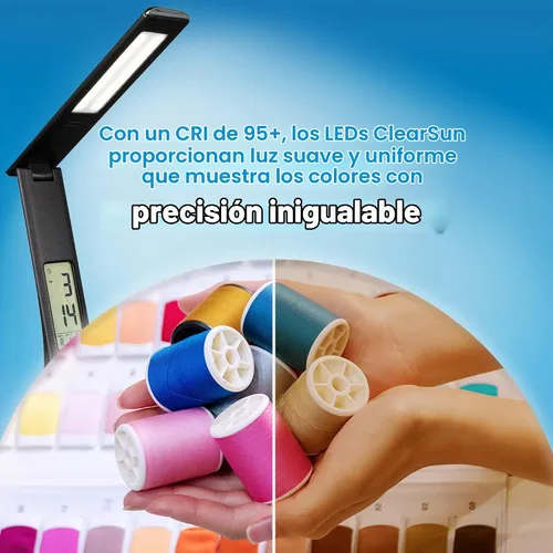 Vista 4 de OttLite Lámpara LED Prevención con Pantalla Digital y Carga USB, Negro