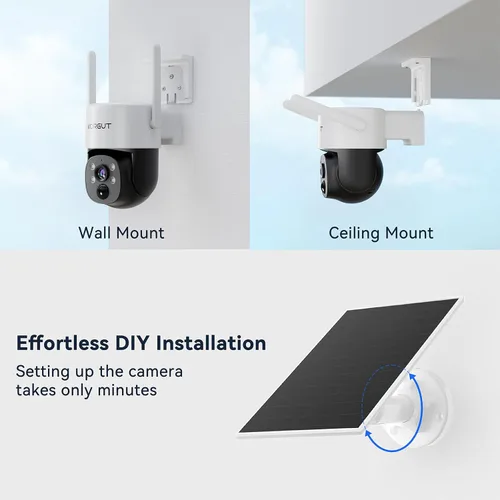 Vista 8 de Sistema de cámara de seguridad con energía solar para exteriores con monitor de 10 pulgadas, 2 cámaras inalámbricas 2K para seguridad del hogar