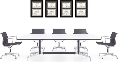 Vista 8 de Creative Picture Frames Marco de diploma doble clásico negro de 6 x 8 pulgadas con vidrio negro y colgador de pared instalado