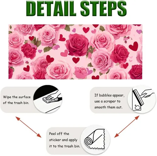 Vista 8 de Papel tapiz autoadhesivo para el día de San Valentín, diseño de rosas, diseño de corazón rosa floral, para decoración de pared de dormitorio, baño