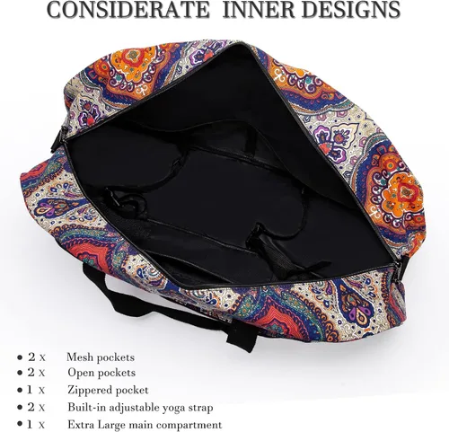 Vista 4 de AROME Bolsa para esterilla de yoga para mujeres y hombres, bolsa de yoga grande de lona para 1/4 pulgadas, 1/3 pulgadas, 2/5 pulgadas, 1/2 pulgadas