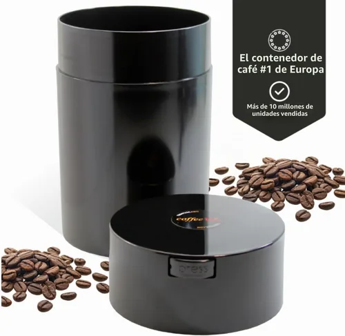 Vista 3 de Coffeevac 1 lb, recipiente sellado al vacío hermético patentado multiuso. Funciona como contenedor de café molido a prueba de olores. Tapa y cuerpo