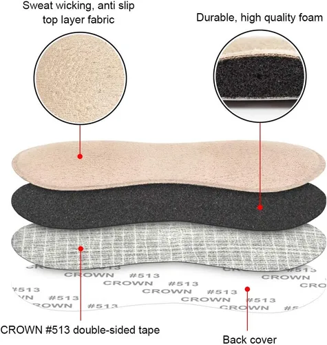 Vista 5 de Dr. Foot's Heel Grips Liner Insert for Shoes Too Big, inserciones de zapatos para zapatos sueltos, evitando resbalones del talón, frotamiento, Beige