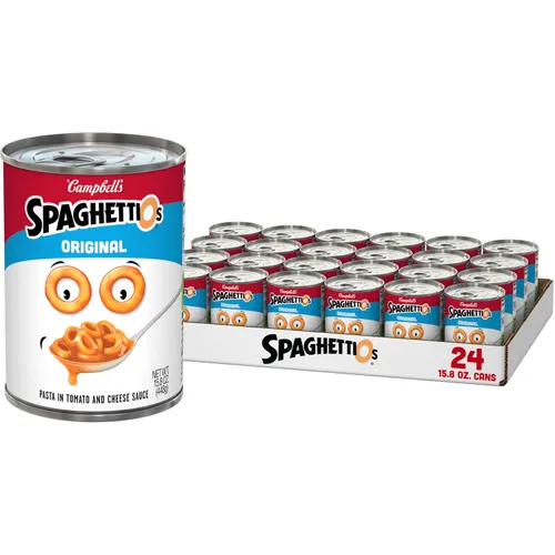 Vista 25 de SpaghettiOs Pasta enlatada con albóndigas A to Z's, lata de 15.6 onzas