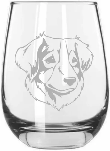Vista 102 de Shar Pei (chino) - Vaso de vino sin tallo grabado para perro, 15.25 onzas