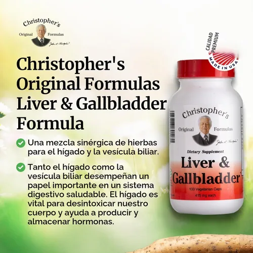 Vista 4 de Dr. Christopher's - Cápsulas de fórmula de hígado y vesícula biliar - Suplementos de vesícula biliar con enzimas digestivas - Apoya el sistema