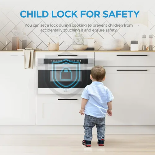 Vista 6 de Midea MM12S2ASZ Horno microondas, cajón de 1.2 pies cúbicos, acero inoxidable, cerradura de seguridad para niños
