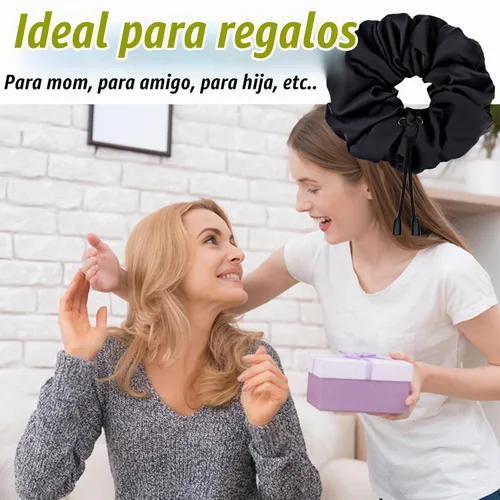 Vista 7 de 2 piezas de ligas para cabello ajustable Afro Puff, scrunchies de satén extra grandes, accesorios para Afro Puff duraderos sin daños, bandas
