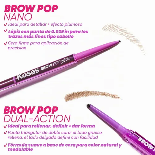 Vista 8 de Kosas Brow Pop Lápiz de cejas con Spoolie, Auburn Caoba