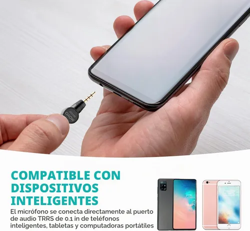 Vista 5 de Movo MA5SP - Micrófono de escopeta TRRS de 0.138 in para dispositivos iPhone o Android, micrófono omnidireccional para teléfono con rotación