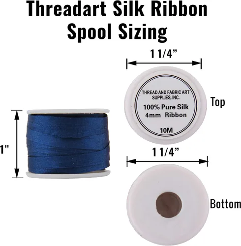 Vista 2 de Threadart Juego de cintas de seda - Tonos azules - Colección Five Spool - 100% seda pura - 55 yardas Coordinated set of soft 100% pure silk ribbon