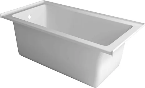 Vista 2 de Fine Fixtures - Tina de inmersión blanca con reborde incorporado para azulejos, material acrílico de fibra de vidrio
