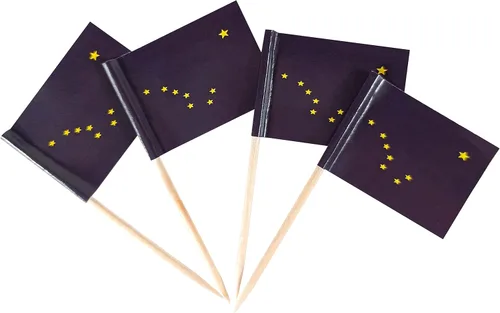 Vista 19 de QQSD Bandera de palillo de dientes de Alabama para decoración de cupcakes, 100