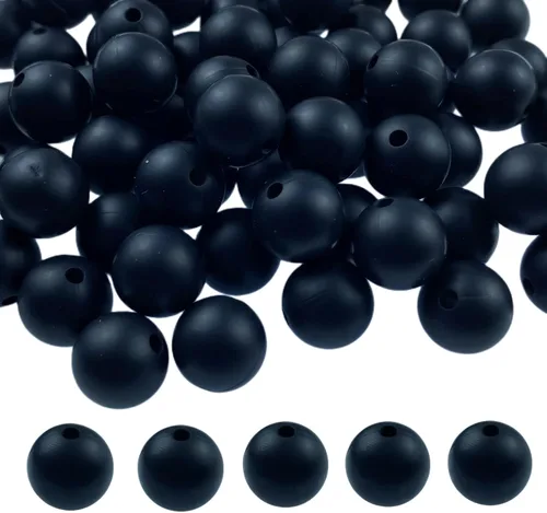 Vista 25 de Abalorios de silicona, 120 piezas de 6 mm abalorios redondos de silicona para hacer llaveros, pulseras, collares, aretes, joyas, manualidades DIY